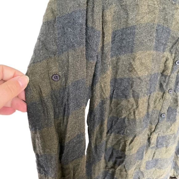 Bella Dahl Revolve Flannel Plaid Button Down Long Sleeve Dress Green Small - Picture 7 of 9